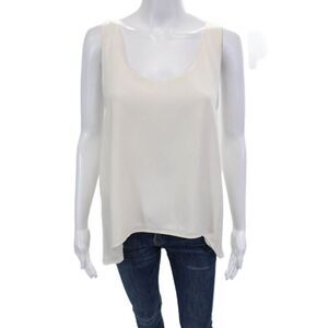 Frame Shirt Womens Scoop Neck Boxy Silk Tank Top White Size Medium